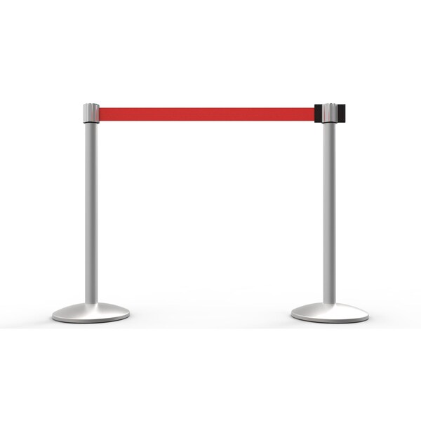 Banner Stakes Retractable Belt Barrier, Red, 7 ft Length, Matte - AL6207M