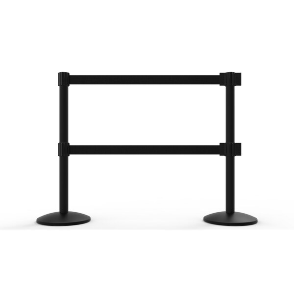 Banner Stakes Retractable Belt Barrier, Black, 7 ft Length, Black - AL6208B-D