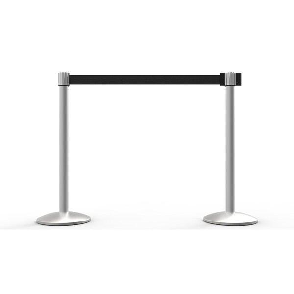 Banner Stakes Retractable Belt Barrier, Black, 7 ft Length, Matte - AL6208M