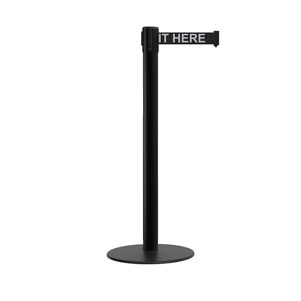 Montour Line Stanchion Belt Barrier Flat Base Black Post 9 ft. Black Wait. Belt - S400-BK-PLEAWBW-90