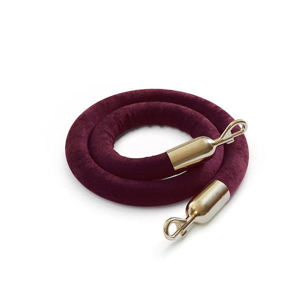 Montour Line Velvet Rope Maroon With Pol.Brass Snap Ends 10ft.Cotton Core - PVR150-100-MN-SE-PB