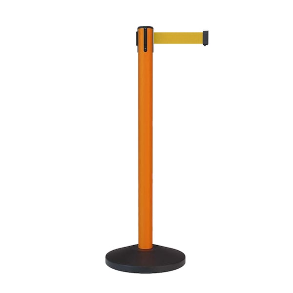 Montour Line Stanchion Belt Barrier Orange Post 9ft. Yellow Belt - ES400-OR-YW-90