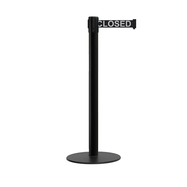 Montour Line Stanchion Belt Barrier Flat Base Black Post 11 ft This Line. Belt - S400-BK-THISLBW-110