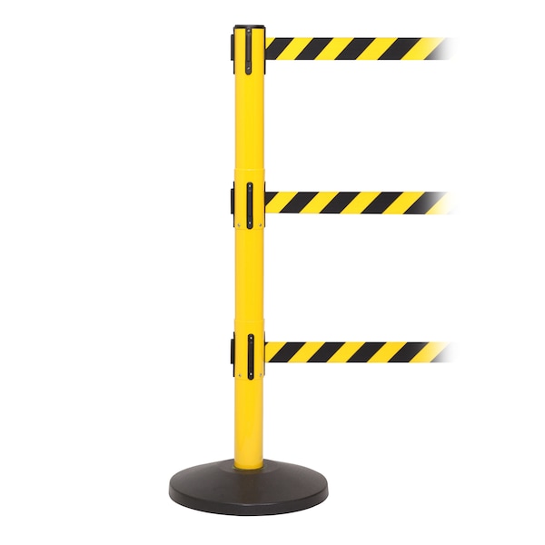 Queue Solutions SafetyPro Triple 250, Yellow, 11' Ylw/Blk CAUTION DO NOT ENTER Belt - SPROTRIPLE250Y-YBC110