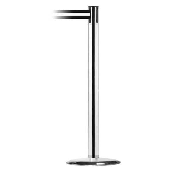 Tensabarrier Barrier Post with Belt, 13 ft Length, 38 in Post Height, No Legend, Polished chrome - 889U-1P-1P-MAX-NO-S3X-C
