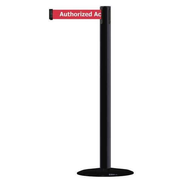 Tensabarrier Barrier Post with Belt, Black, 7 1/2 ft Length, 38 in Post Height, Authorized Access Only, Black - MARINEPOST-33-STD-NO-RAX-C