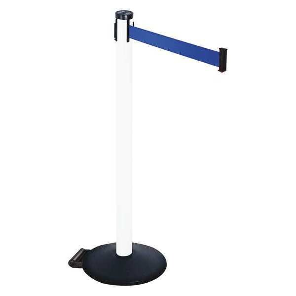 Retracta-Belt Barrier Post with Belt, Black, 10 ft Length, 40 in Post Height, No Legend, Powder Coated - 305PWH-BL