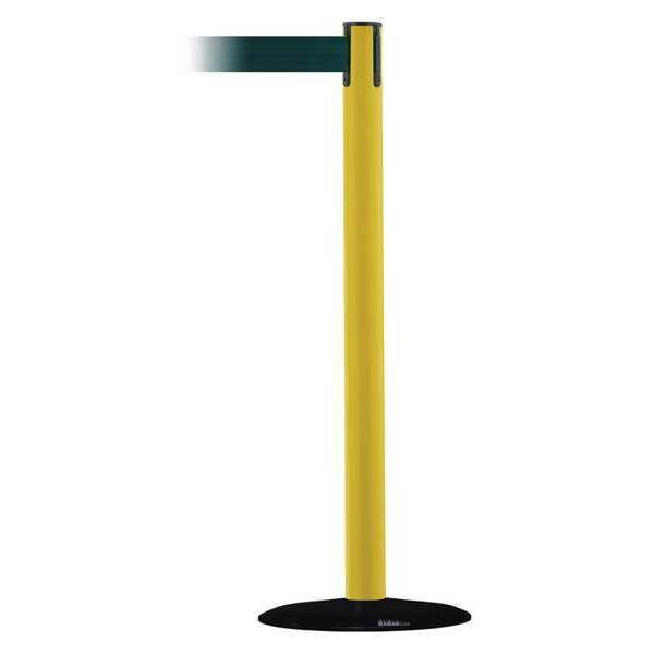 Tensabarrier Barrier Post with Belt, Yellow, 7 1/2 ft Length, 38 in Post Height, No Legend - 889B-33-35-STD-NO-G6X-C