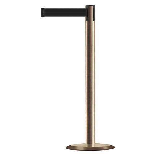 Tensabarrier Barrier Post with Belt, 13 ft Length, 38 in Post Height, No Legend, Satin Brass - 889U-2S-2S-MAX-NO-B9X-C