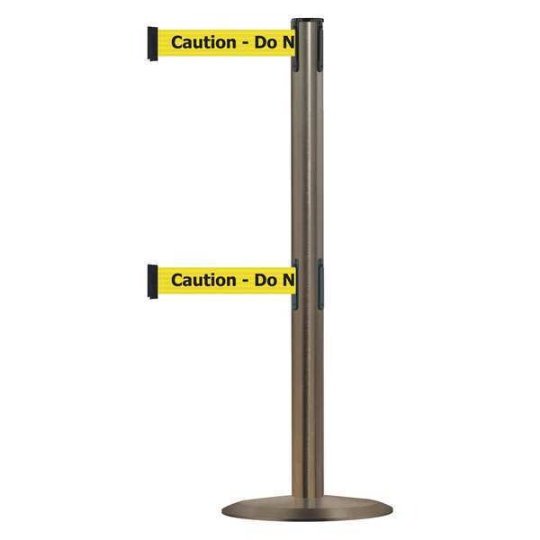 Tensabarrier Barrier Post with Belt, 7 1/2 ft Length, 38 in Post Height, Caution Do Not Enter - 889T2U-3S-3S-STD-NO-YAX-C