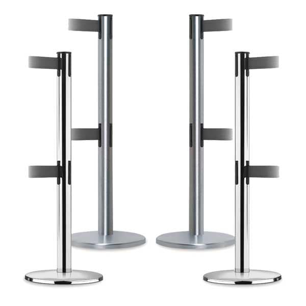 Tensabarrier Barrier Post with Belt, 7 1/2 ft Length, 38 in Post Height, Caution Do Not Enter - 889T2U-3S-3S-STD-NO-YAX-C