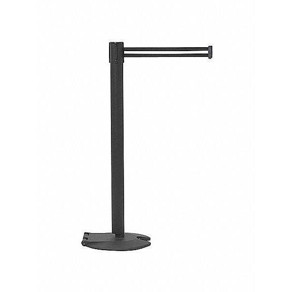 Tensabarrier Barrier Post with Belt, Black/White Horizontal, 7 1/2 ft Length, 38 in Post Height, No Legend - RB1-89-89-STD-NO-S3X-C