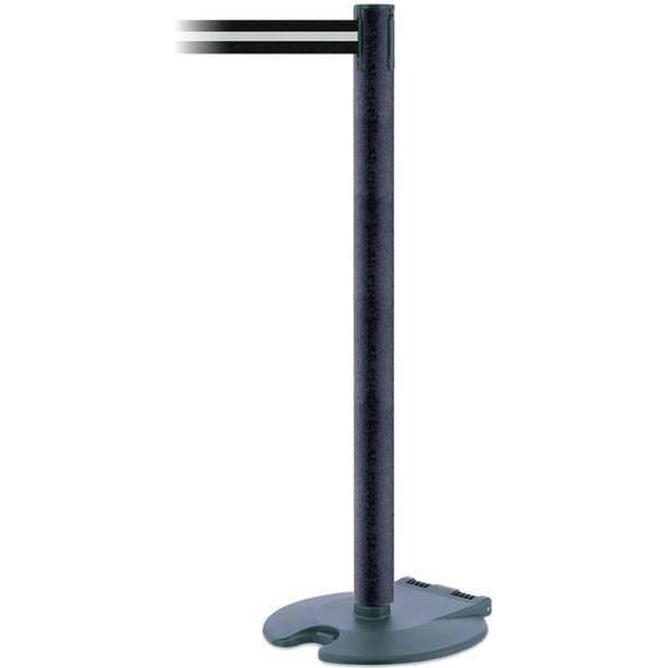 Tensabarrier Barrier Post with Belt, Black/White Horizontal, 7 1/2 ft Length, 38 in Post Height, No Legend - RB1-89-89-STD-NO-S3X-C