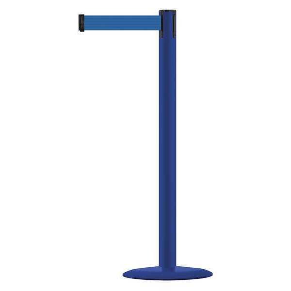Tensabarrier Barrier Post with Belt, Blue, 7 1/2 ft Length, 38 in Post Height, No Legend, Blue - MARINEPOST-23-STD-NO-L5X-C