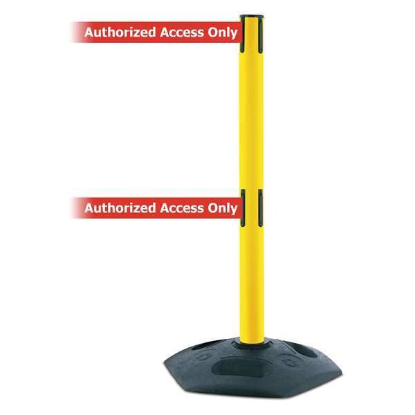 Tensabarrier Barrier Post with Belt, 13 ft Length, 38 in Post Height, Authorized Access Only, Black - 886T2-35-MAX-NO-RAX-C