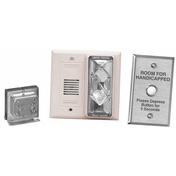 Edwards Signaling Hotel Room Annunciator Kit, 24V AC, Includes Push Button Switch, 4 13/16 W x 5 13/16 L - 7005-G5