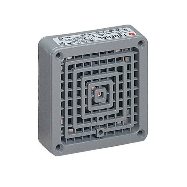 Federal Signal Vibratone Horn, Bell Alarm Type, 120V AC, Indoor, Flush or Semi-Flush Mounting, 4 in x 4 in, Gray - 350-120-30