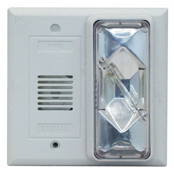 Edwards Signaling Horn Strobe, 24V AC/DC, Decibels 82dB, Clear Lens, Indoor/Outdoor, Surface Mount, 4.5 in H - 6536-G5