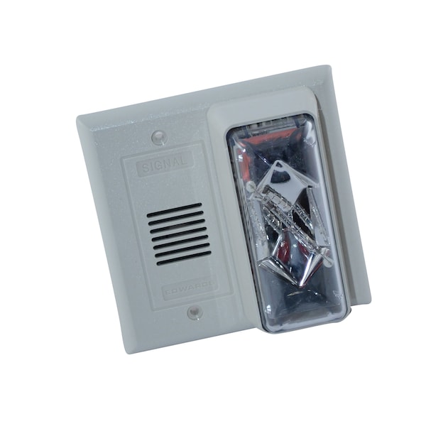 Edwards Signaling Horn Strobe, 24V AC/DC, Decibels 82dB, Clear Lens, Indoor/Outdoor, Surface Mount, 4.5 in H - 6536-G5