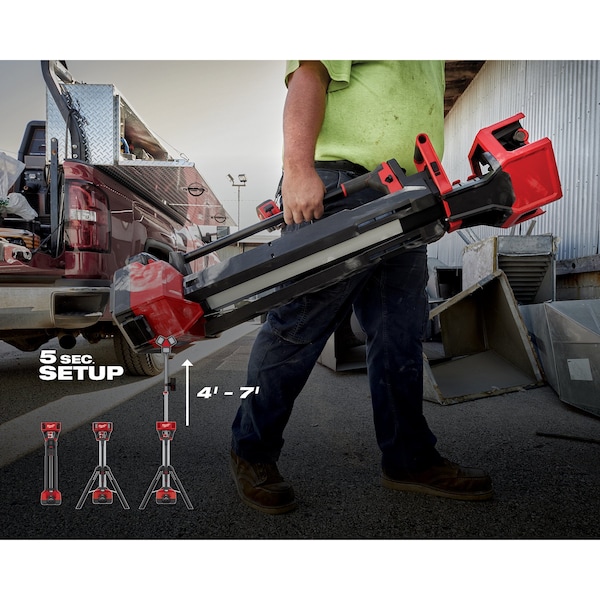 Milwaukee Tool Cordless Tripod Light, M18 Battery, Rocket Series, 84 in Max Height, 6,000 Lumens, 10 Hour Run Time - 2136-20