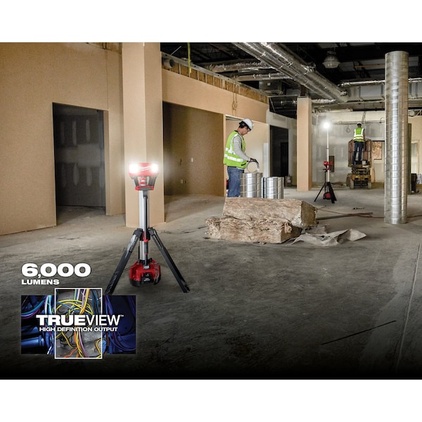 Milwaukee Tool Cordless Tripod Light, M18 Battery, Rocket Series, 84 in Max Height, 6,000 Lumens, 10 Hour Run Time - 2136-20