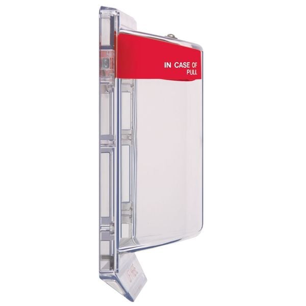 Safety Technology International Pull Station Cover with Horn, Polycarbonate, Wall Mount, Red/Clear, 3 3/16 in Depth, 6 13/16 in Wide - STI-1100