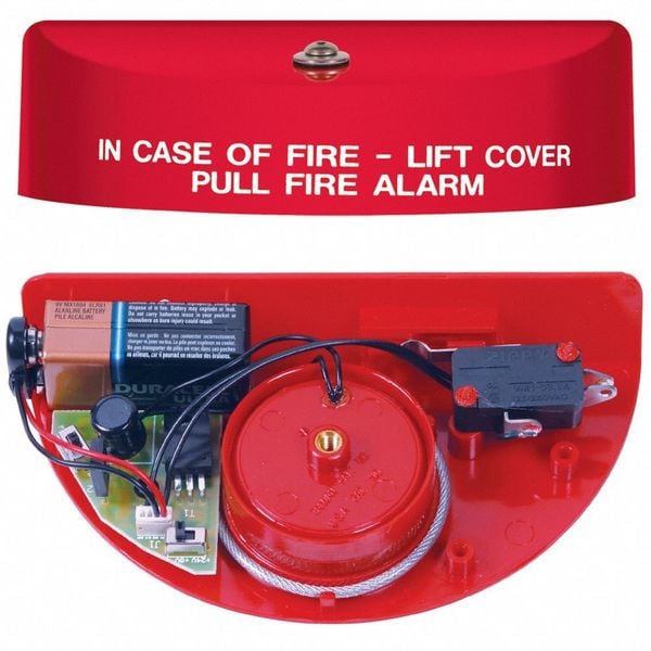 Safety Technology International Pull Station Cover with Horn, Polycarbonate, Wall Mount, Red/Clear, 3 3/16 in Depth, 6 13/16 in Wide - STI-1100