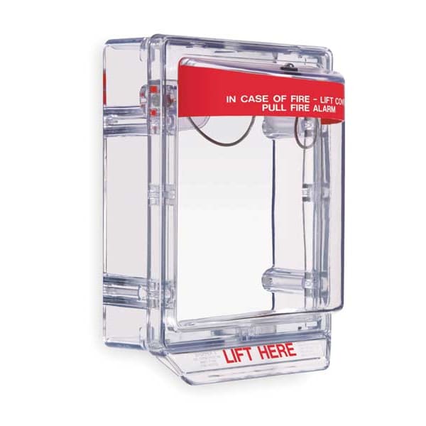 Safety Technology International Pull Station Guard, Polycarbonate, Surface Mount, Clear, 5 3/16 in Depth, 6 13/16 in Width, No Alarm - STI-1230