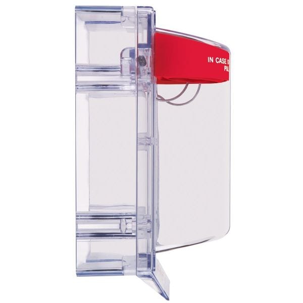 Safety Technology International Pull Station Guard, Polycarbonate, Surface Mount, Clear, 5 3/16 in Depth, 6 13/16 in Width, No Alarm - STI-1230