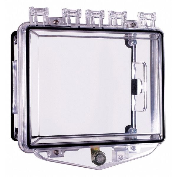 Safety Technology International Wall Fixture Guard/Enclosure, Polycarbonate, Surface Mount, Open Back, Lockable, Clear, 7.43 in W - STI-7510D