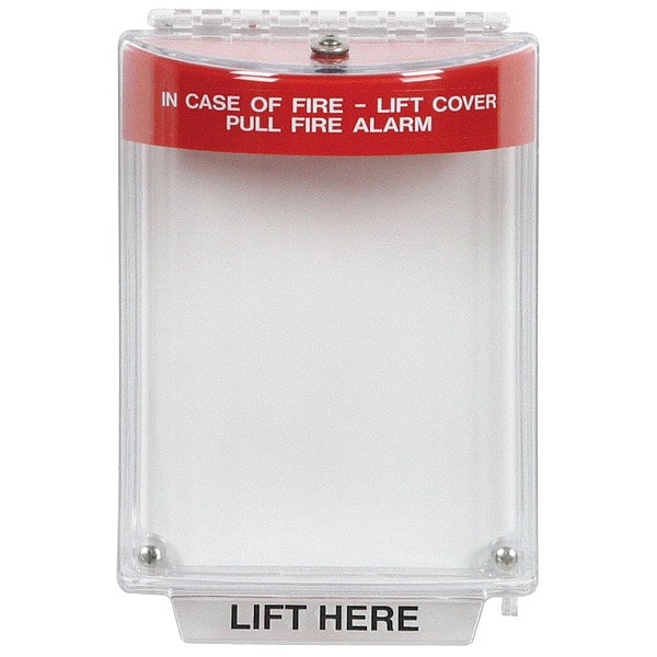 Safety Technology International Pull Station Guard, Polycarbonate, Flush Mount, 5 1/2 in Width, 2 5/8 in Depth, Red - STI-13010FR