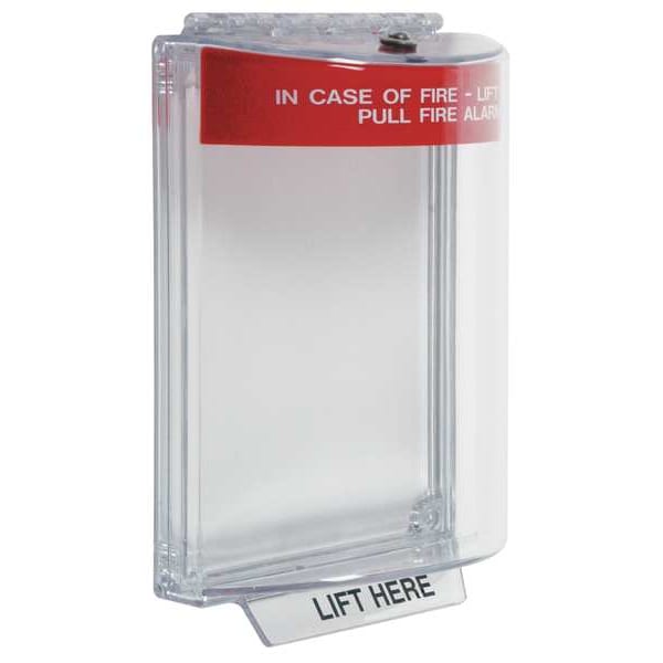 Safety Technology International Pull Station Guard, Polycarbonate, Flush Mount, 5 1/2 in Width, 2 5/8 in Depth, Red - STI-13010FR