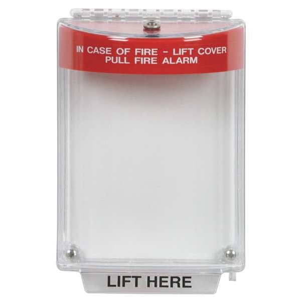 Safety Technology International Pull Station Guard, Polycarbonate, Flush Mount, 5 1/2 in Width, 2 5/8 in Depth, Red - STI-13010FR
