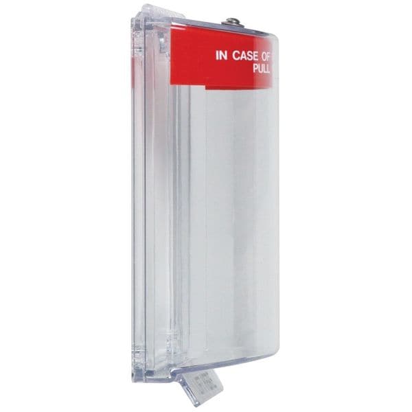 Safety Technology International Pull Station Guard, Polycarbonate, Flush Mount, 5 1/2 in Width, 2 5/8 in Depth, Red - STI-13010FR