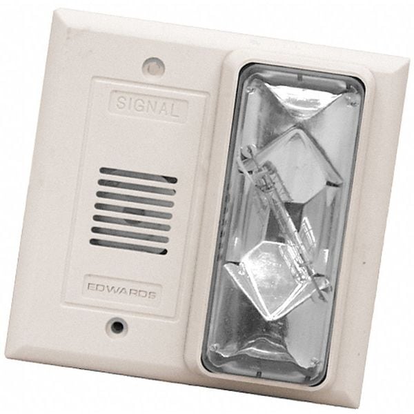 Edwards Signaling Horn Strobe, Clear, 4-1/2 In. H, 120VAC - 7007B-N5