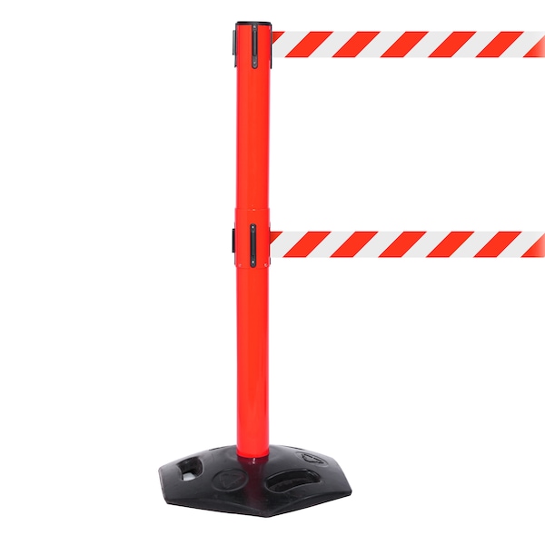 Queue Solutions WeatherMaster Twin 250, Red, 13' Red/White CAUTION DO NOT ENTER Belt - WMRTWIN250R-RWC130