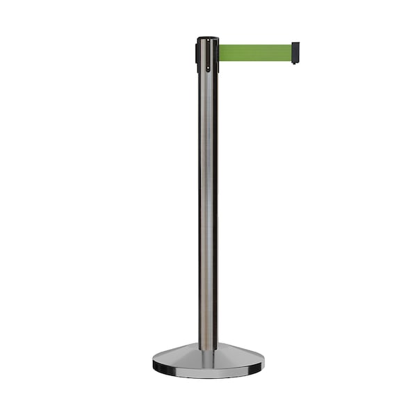 Montour Line Stanchion Belt Barrier Sat.Steel Post 11ft. Green Belt - ES400-SS-GN-110