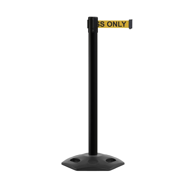 Montour Line Stanchion Belt Barrier Rubber Base Black Post 11ft.Auth.Belt - P400RB-BK-AUTHYB-110