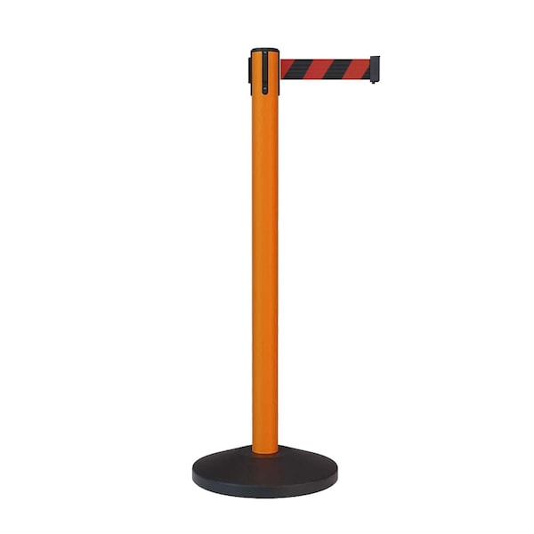 Montour Line Stanchion Belt Barrier Orange Post 9ft. Black/Red Belt - ES400-OR-BRD-90