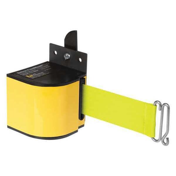 Lavi Industries Warehouse Fixed Mount Retractable Belt Barrier, Yellow, 18 ft Length, No Legend, Powder Coated - 50-3017YL/18/FY