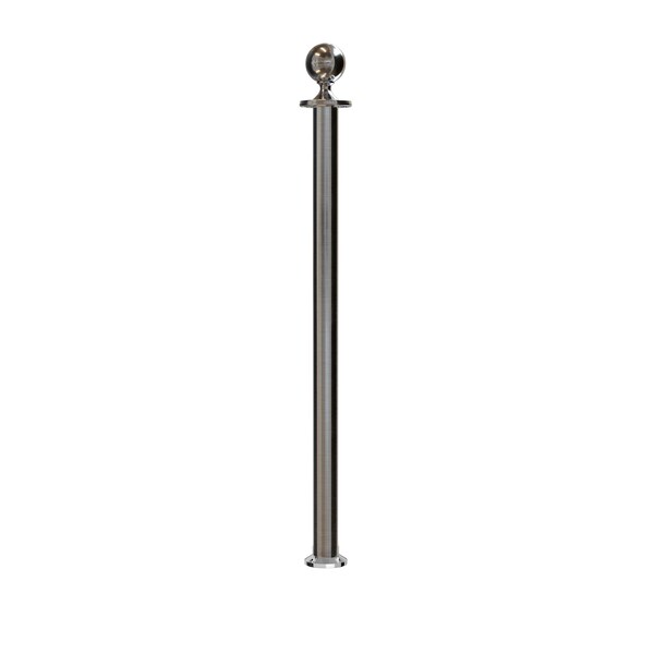 Montour Line Stanchion Post and Rope Fixed Base Sat.Steel Post Ball Top - SP400F-BA-SS