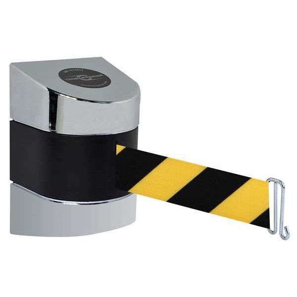 Tensabarrier Belt Barrier, Chrome, Belt Yellow/Black - 897-15-S-1P-NO-D4X-A