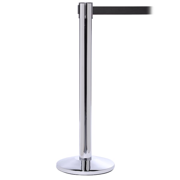 Queue Solutions QueuePro 300, Polished Stainless Steel, 16' Black/Yelow Belt - PRO300PS-BYW160