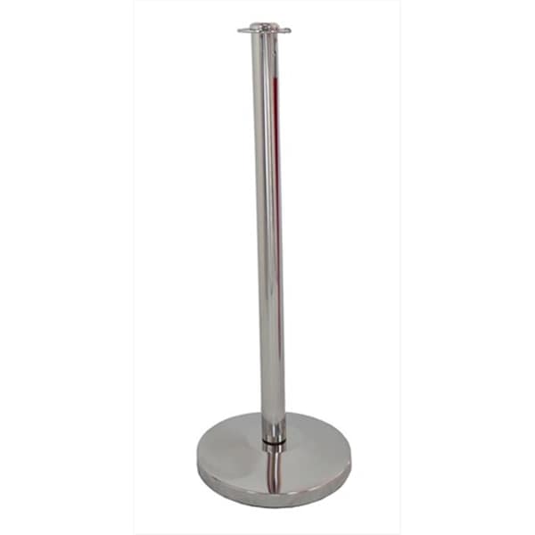 Vic Crowd Control 12 in. Domed Base Economy Mirror Stainless Steel Post with Flat Post Ring - 1612