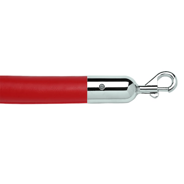 Queue Solutions 6' Naugahyde Stanchion Rope, 1.5" dia., Red, English Antique Snap Ends - 225RD6-SESLEA