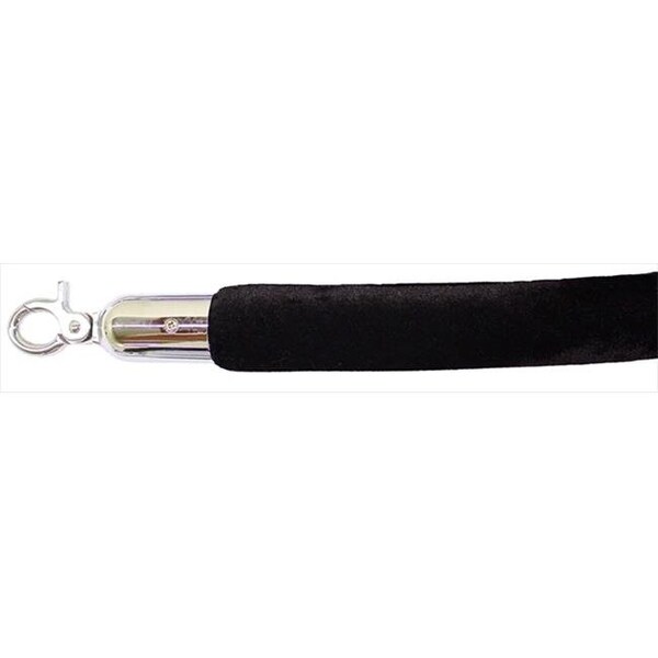 Vic Crowd Control Inc VIP Crowd Control 1652 72 in. Velour Rope with Mirror Closable Hook - Black - 1652