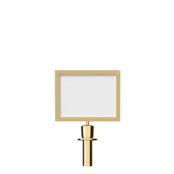 Montour Line Post and Rope Stanchion Sign Frame 11 x 14 in. H Polished Brass Steel - HDSF-1114-H-PB-NOCLA