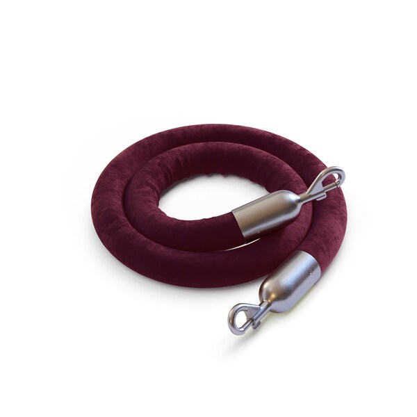 Montour Line Velvet Rope Maroon With Satin Stainless Snap Ends 10ft.Cotton Core - PVR150-100-MN-SE-SS