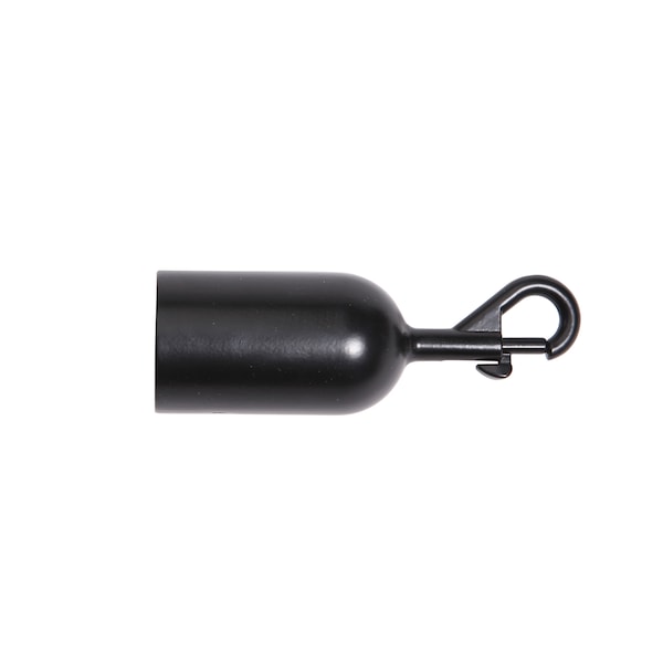 Queue Solutions 6' Velour Stanchion Rope, 1.5" diameter, Black, Black Snap Ends - 245BK6-SESLBK
