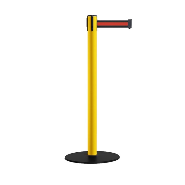 Montour Line Stanchion Belt Barrier Yellow Post Low Base 13ft. Black/Rd HL Belt - S400-YW-BRH-130